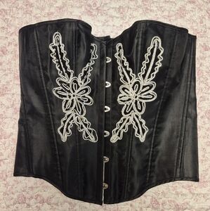 Adore Me Black Corset with White Appliqué